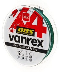 Плетеный шнур Lucky John Vanrex BBS x4 Braid 125 м  PE # 4 Moss Green 0,32 мм   LJ4114-032 — цена и наличие в каталоге