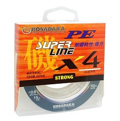 Плетеный шнур Kosadaka Super Line PE X4 150 м  PE # 0,8 Clear 0,14 мм   BSLX4-CL-014-150 — цена и наличие в каталоге