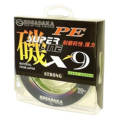 Плетеный шнур Kosadaka Super Line PE X9 150 м  PE # 1,5 Light Green 0,2 мм   BSLX9-150-LG-020 — цена и наличие в каталоге