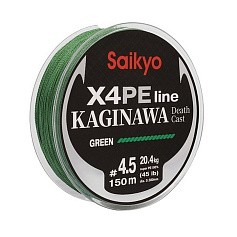 Плетеный шнур Saikyo Kaginawa X4PE 150 м  PE # 4,5 Green 0,38 мм   SP-K4G15045 — цена и наличие в каталоге