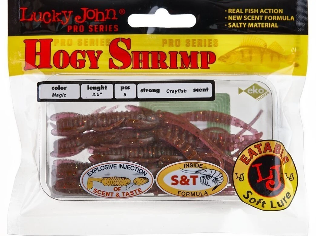 Силиконовая приманка Lucky John Hogy Shrimp 3.5in 89 мм 5 шт S14 Pro Series  140174-S14 — крупный план
	                                    2