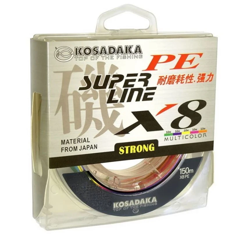 Плетеный шнур Kosadaka Super Line PE X8 150 м  PE # 6 Multicolor 0,4 мм   BSLX8-MLT-040-150 — характеристики,
	                                    особенности конструкции