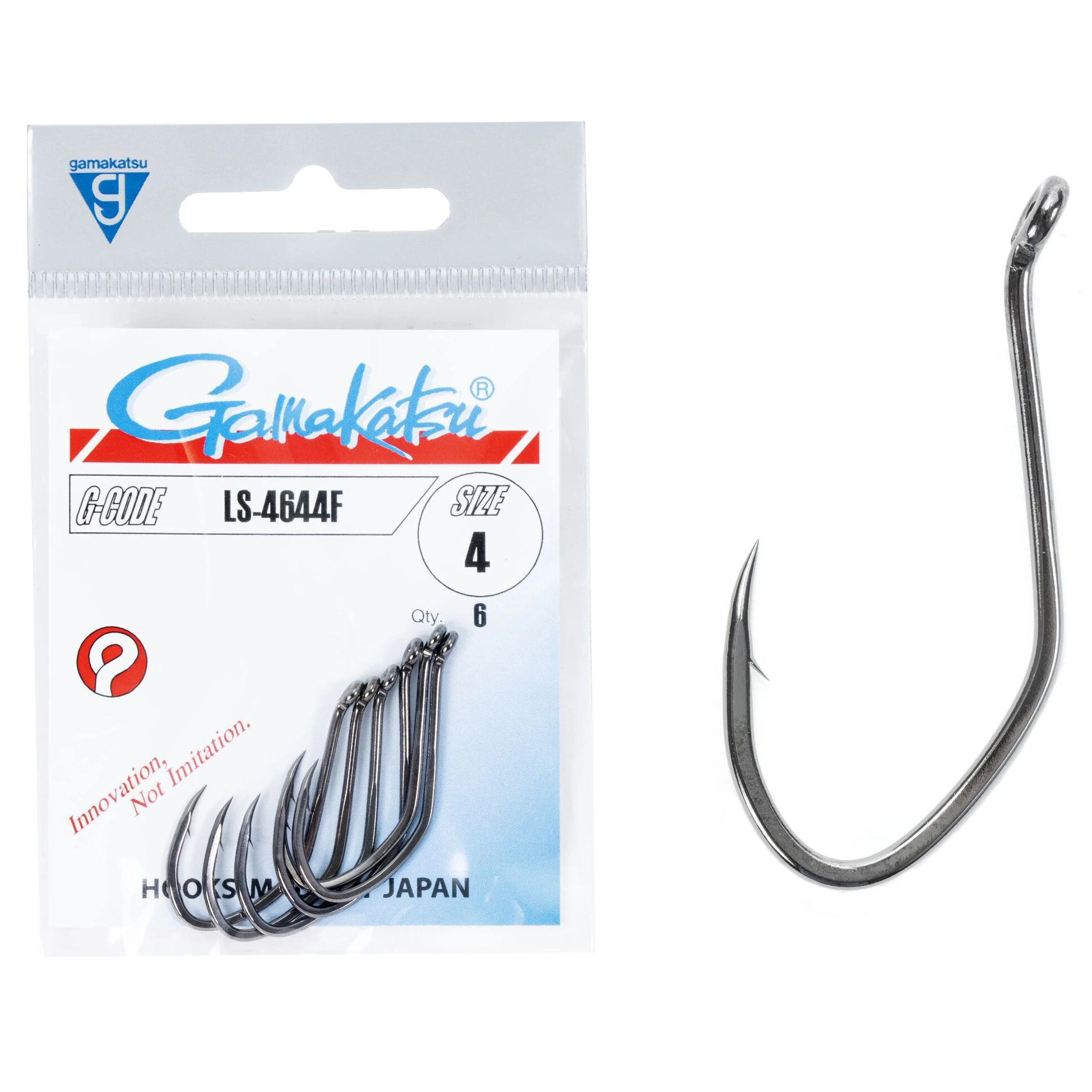 Крючок Одинарный Gamakatsu LS-4644F Hooks Black №4 6 шт    149142-004 — крупный план
	                                    1