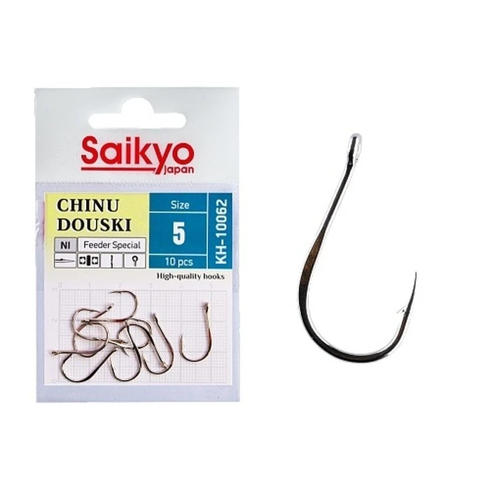 Крючок Одинарный Saikyo KH-10062 Chinu Douski №5 10 шт    KH-10062NI5-10 — характеристики,  особенности конструкции