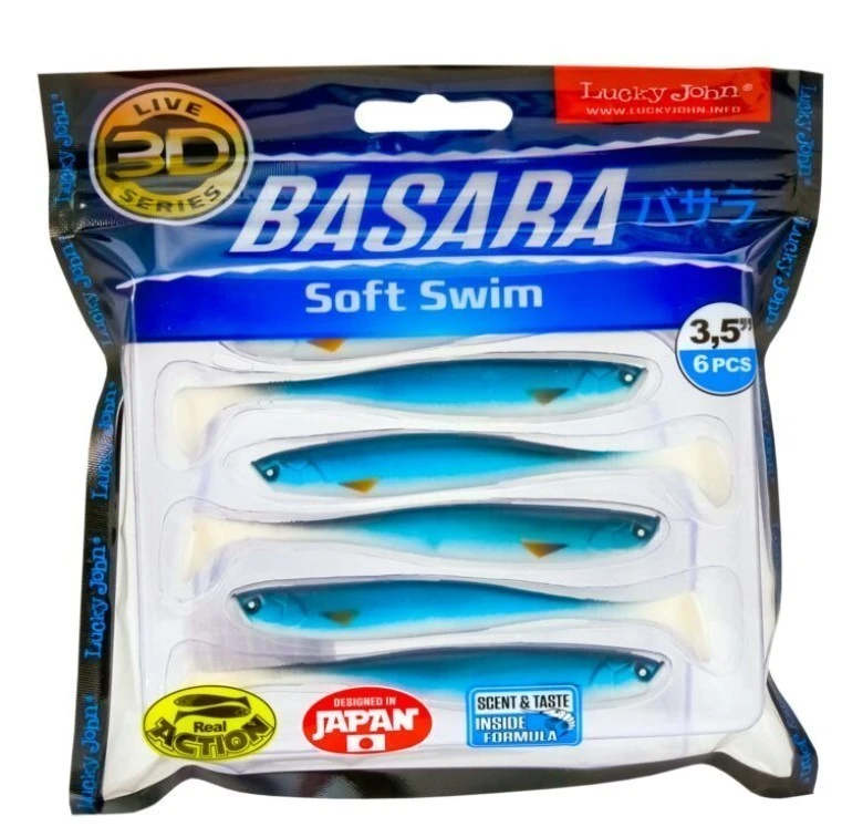 Силиконовая приманка Lucky John Basara Soft Swim 3.5in 89 мм 6 шт PG12 3D Series  140403-PG12 — крупный план
	                                    1