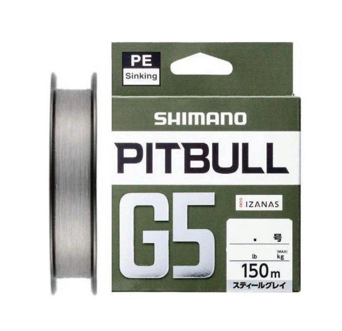 Плетеный шнур Shimano Pitbull G5 150 м  PE # 1,2 Steel Grey 0,185 мм — характеристики,  особенности конструкции