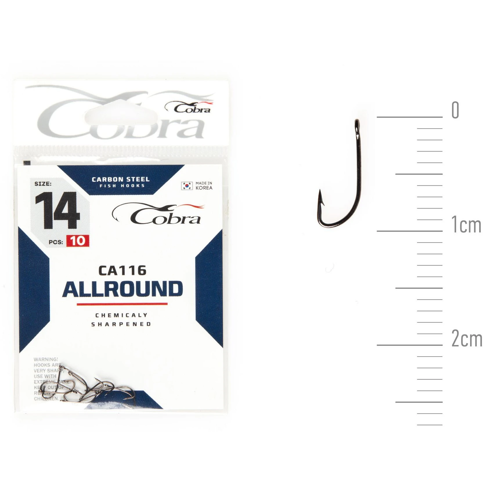 Крючок Одинарный Cobra Allround Crystal CA116 №14 10 шт    CA116-014 — крупный план
	                                    1