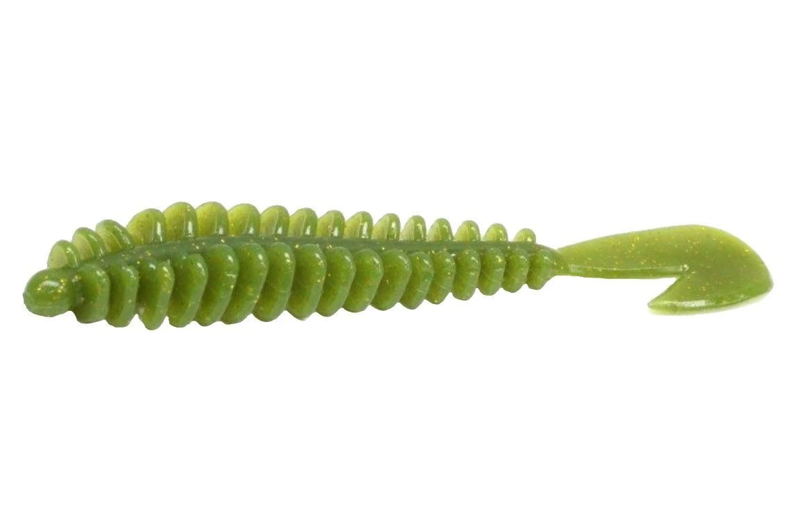 Силиконовая приманка Reins Rockvibe Grub 4 101 мм 8 шт 035-Green sparkling   RG4-035 — характеристики,  особенности конструкции