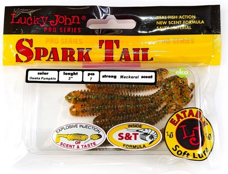 Силиконовая приманка Lucky John Spark Tail 3.0in 76 мм 7 шт PA19 Pro Series  140167-PA19 — крупный план
	                                    2