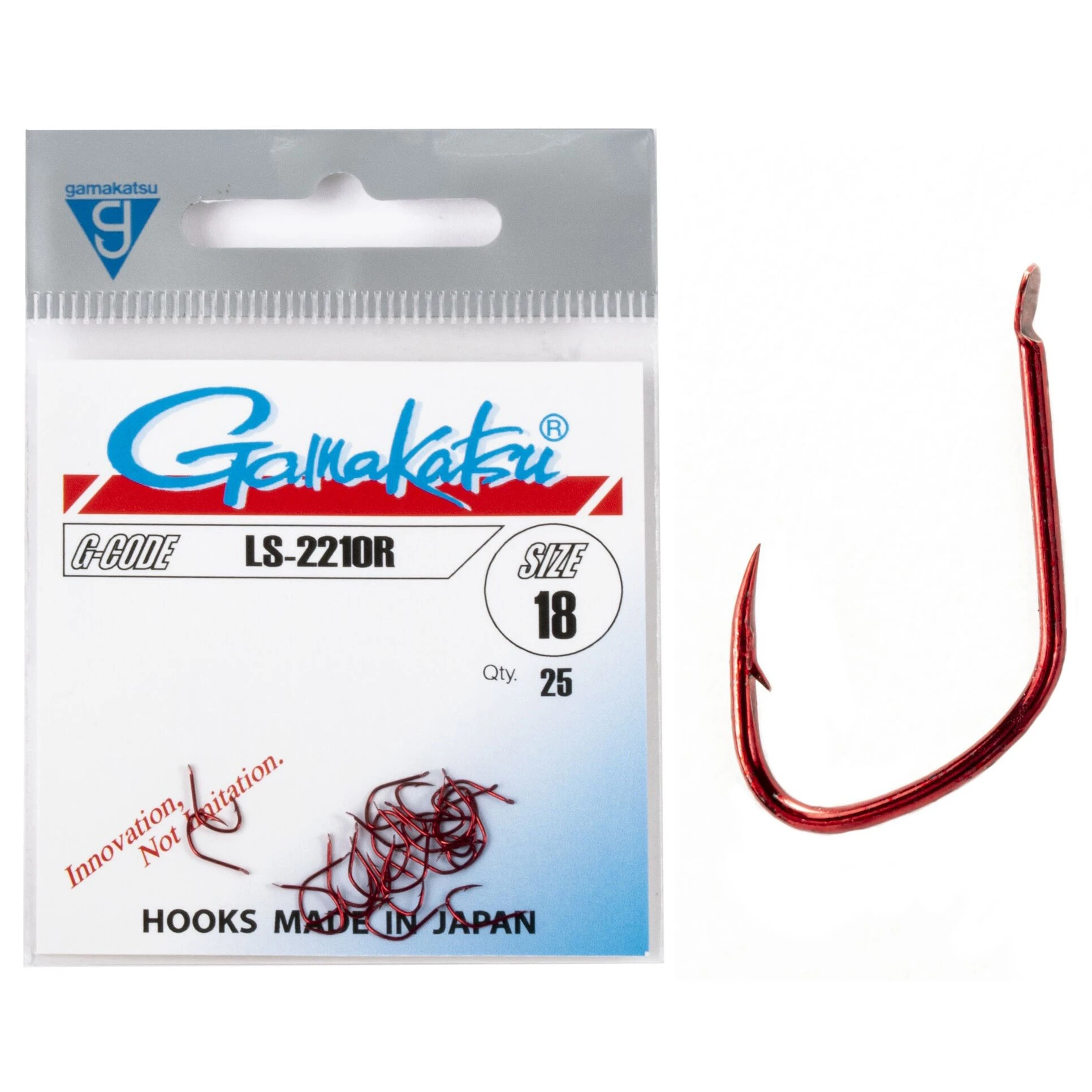 Крючок Одинарный Gamakatsu LS-2210R Hooks Red №18 25 шт    147537-018 — крупный план
	                                    1