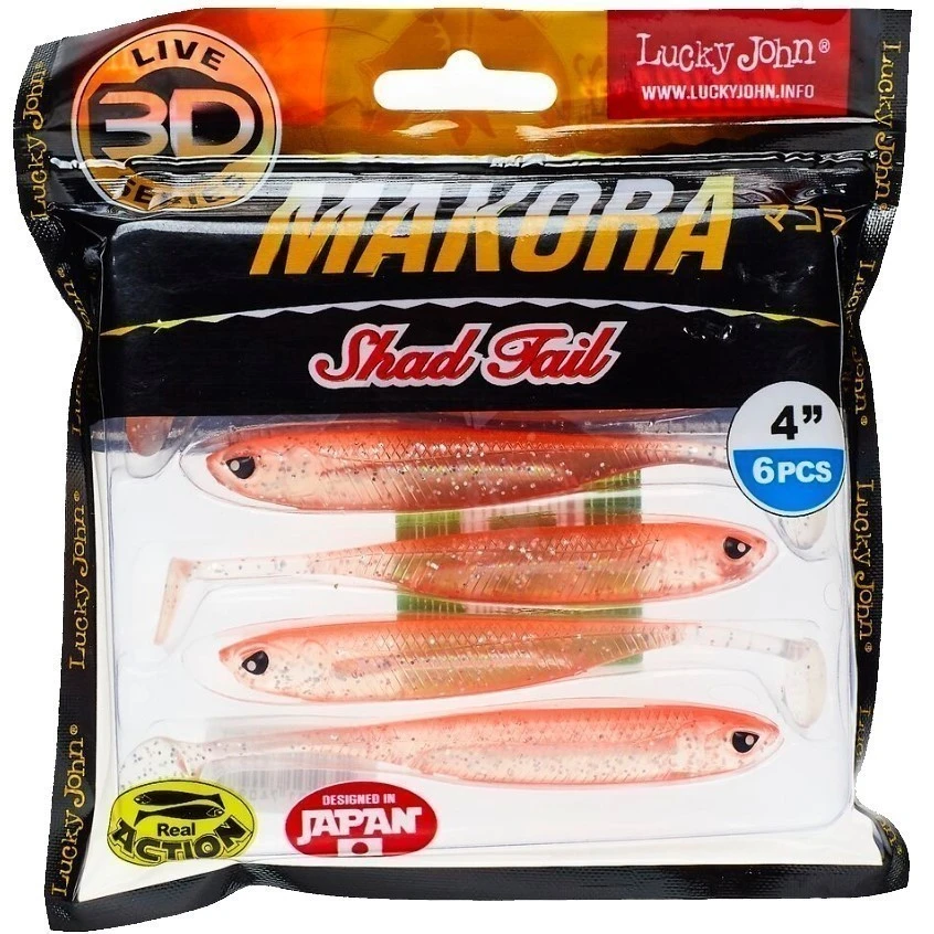 Силиконовая приманка Lucky John Makora Shad Tail 4.0in 100 мм 6 шт 007 3D Series  140408-007 — крупный план
	                                    2
