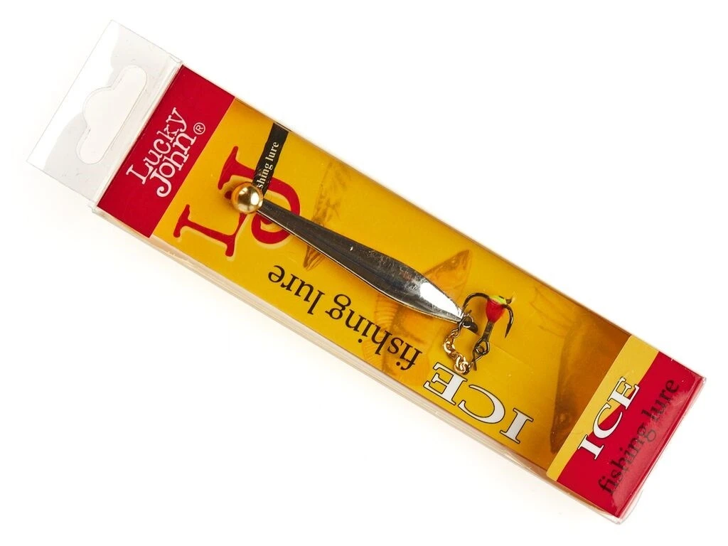 Зимняя Блесна Lucky John Double Blade 3,7 гр 45 мм SG С цепочкой и тройником  LJDD45-SG — крупный план
	                                    3