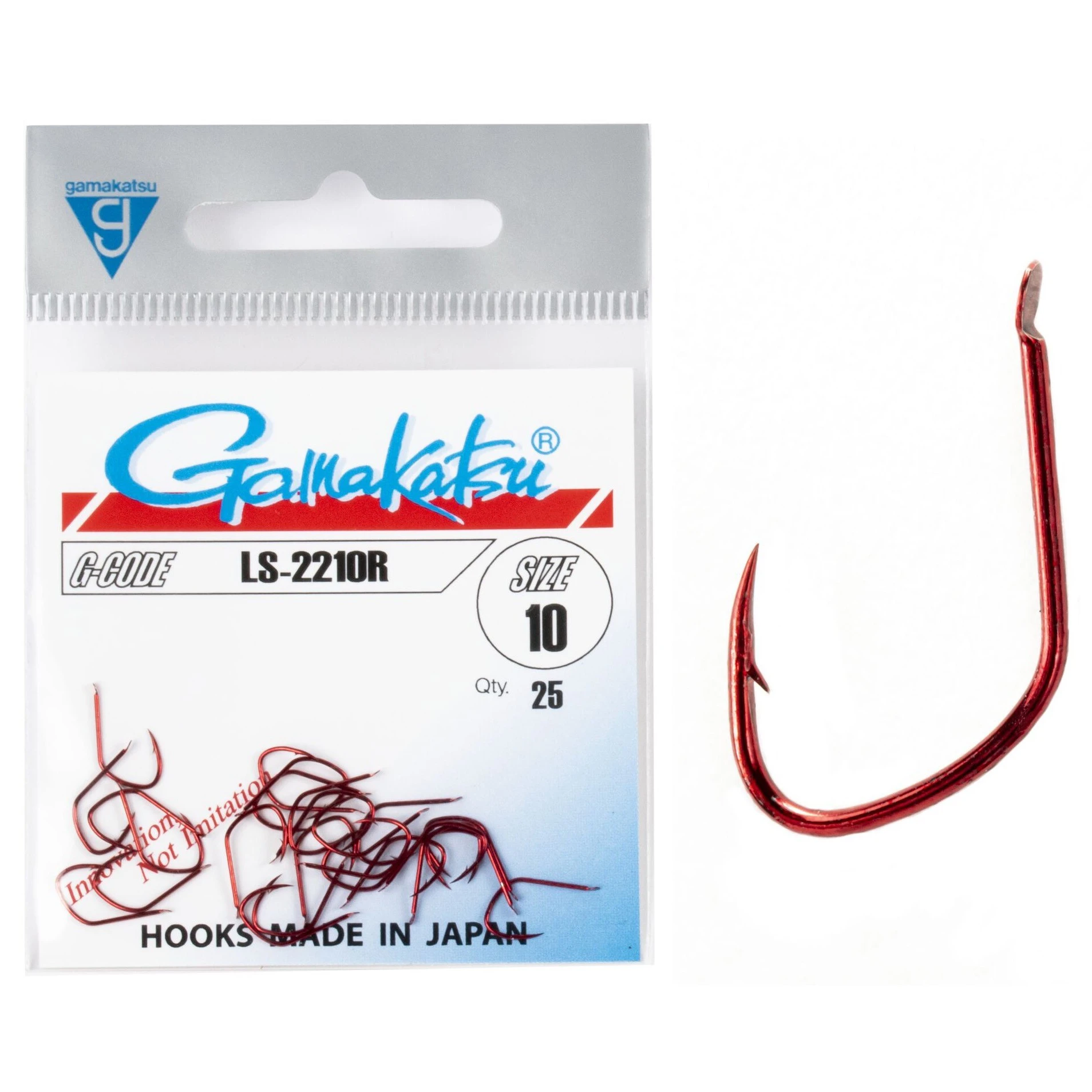 Крючок Одинарный Gamakatsu LS-2210R Hooks Red №10 25 шт    147537-010 — крупный план
	                                    1