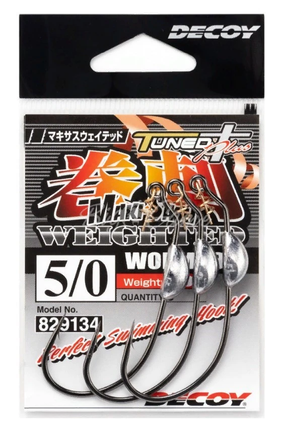 Крючок Офсетный Decoy Makisasu Weighted Worm 130 №5/0 3 шт — крупный план
	                                    1