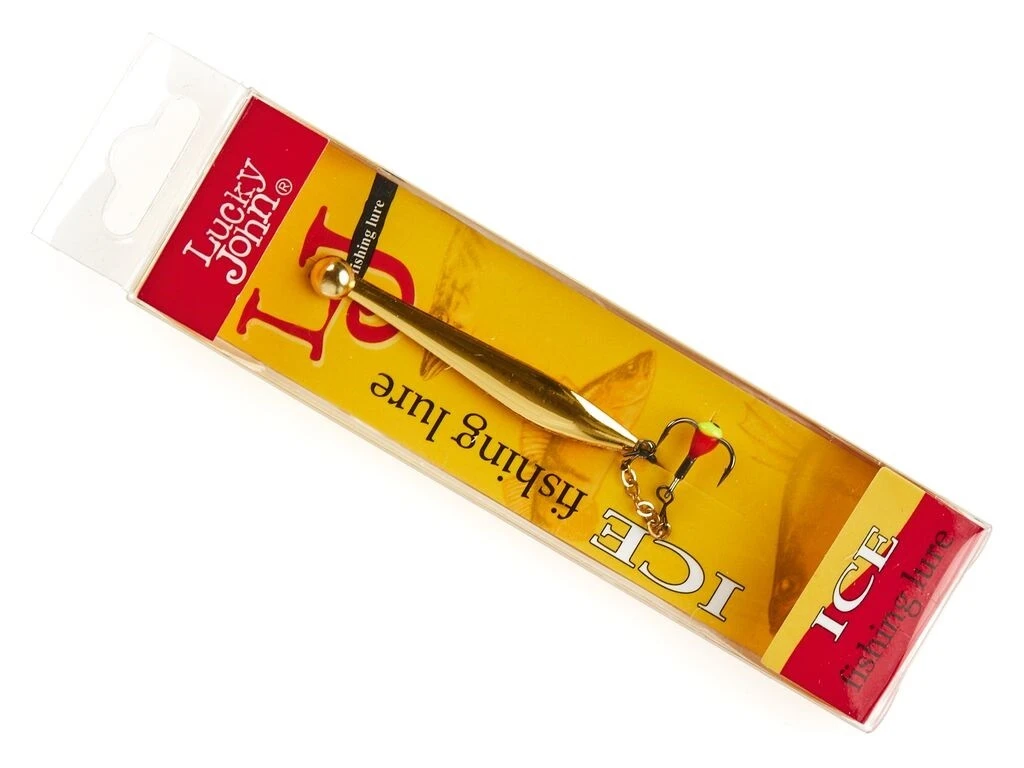 Зимняя Блесна Lucky John Double Blade 3,7 гр 45 мм GC С цепочкой и тройником  LJDD45-GC — крупный план
	                                    3