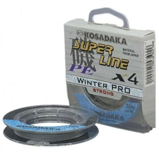 Плетеный шнур Kosadaka Super Line PE X4 Winter Pro 50 м  0,18 мм   BSLX4JP-50-LG-018 — крупный план
	                                    1