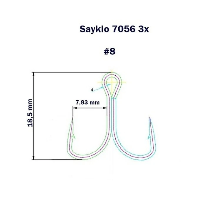 Крючок Тройной Saikyo 7056 3X №8 10 шт TN   SORCT7056-8TN10 — крупный план
	                                    2