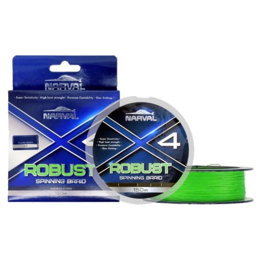 Плетеный шнур Narval Robust X4 PE 150 м  PE # 1,2 Fluoro green 0,185 мм   NVLRBS150G1.2 — крупный план
	                                    1