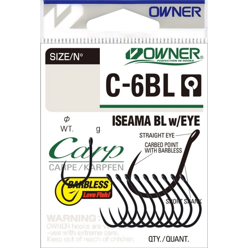 Крючок Одинарный Owner 53266 Carp Iseama №4 10 шт BC w/eye  53266-04 — крупный план
	                                    1