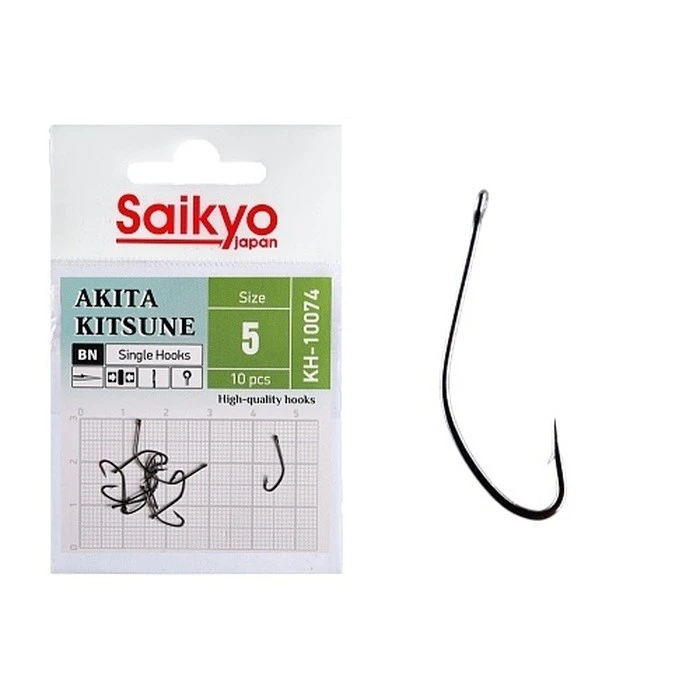 Крючок Одинарный Saikyo KH-10074 Akita Kitsune №5 10 шт BN   KH-10074BN5-10 — характеристики,  особенности конструкции