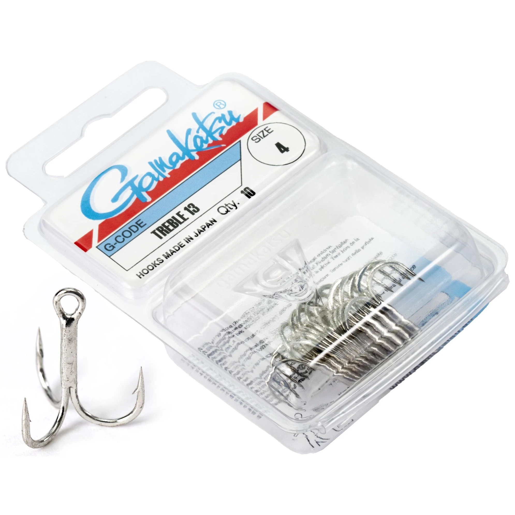 Крючок Тройной Gamakatsu 13N Treble Hooks Nickel №4 10 шт    146664-004 — крупный план
	                                    1