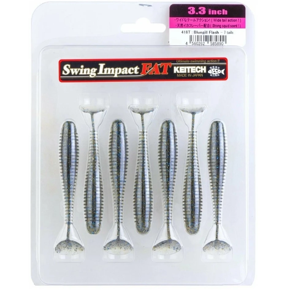 Силиконовая приманка Keitech Swing Impact Fat 3.3 83 мм 7 шт 418 Bluegill Flash — крупный план
	                                    1