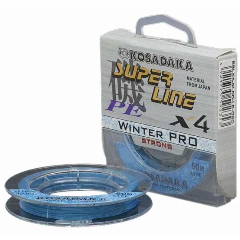 Плетеный шнур Kosadaka Super Line PE X4 Winter Pro 50 м  0,12 мм   BSLX4JP-50-LB-012 — крупный план
	                                    1