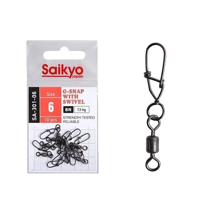 Вертлюг с застежкой Saikyo SA-301 №6 10 шт BN   SA-301-06 — характеристики,  особенности конструкции