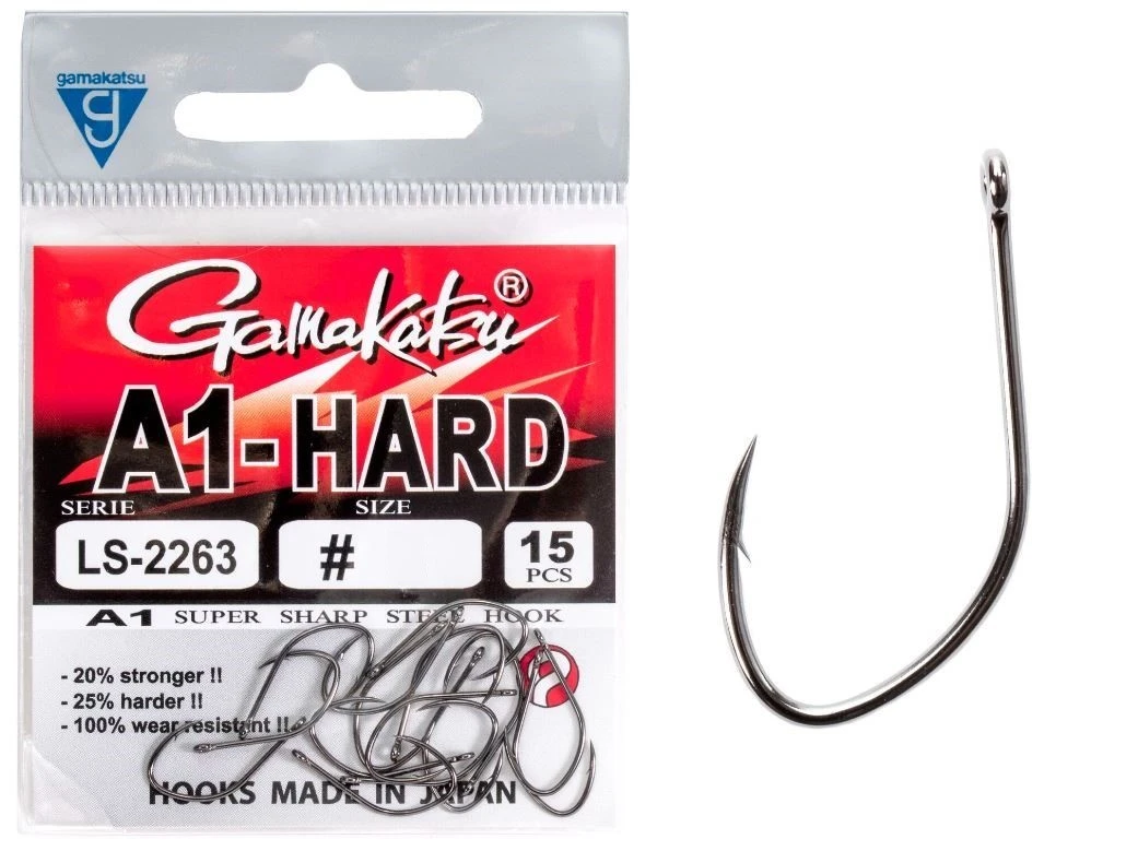 Крючок Одинарный Gamakatsu A1 Ls-2263 Eyed Hooks Black №6 15 шт    185027-006 — крупный план
	                                    1