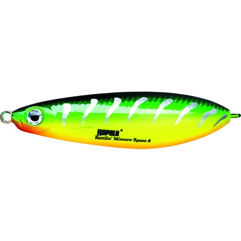 Колеблющаяся Блесна Rapala Rattlin' Minnow Spoon 08 16 гр 80 мм FRB   RMSR08-FRB — характеристики,  особенности конструкции