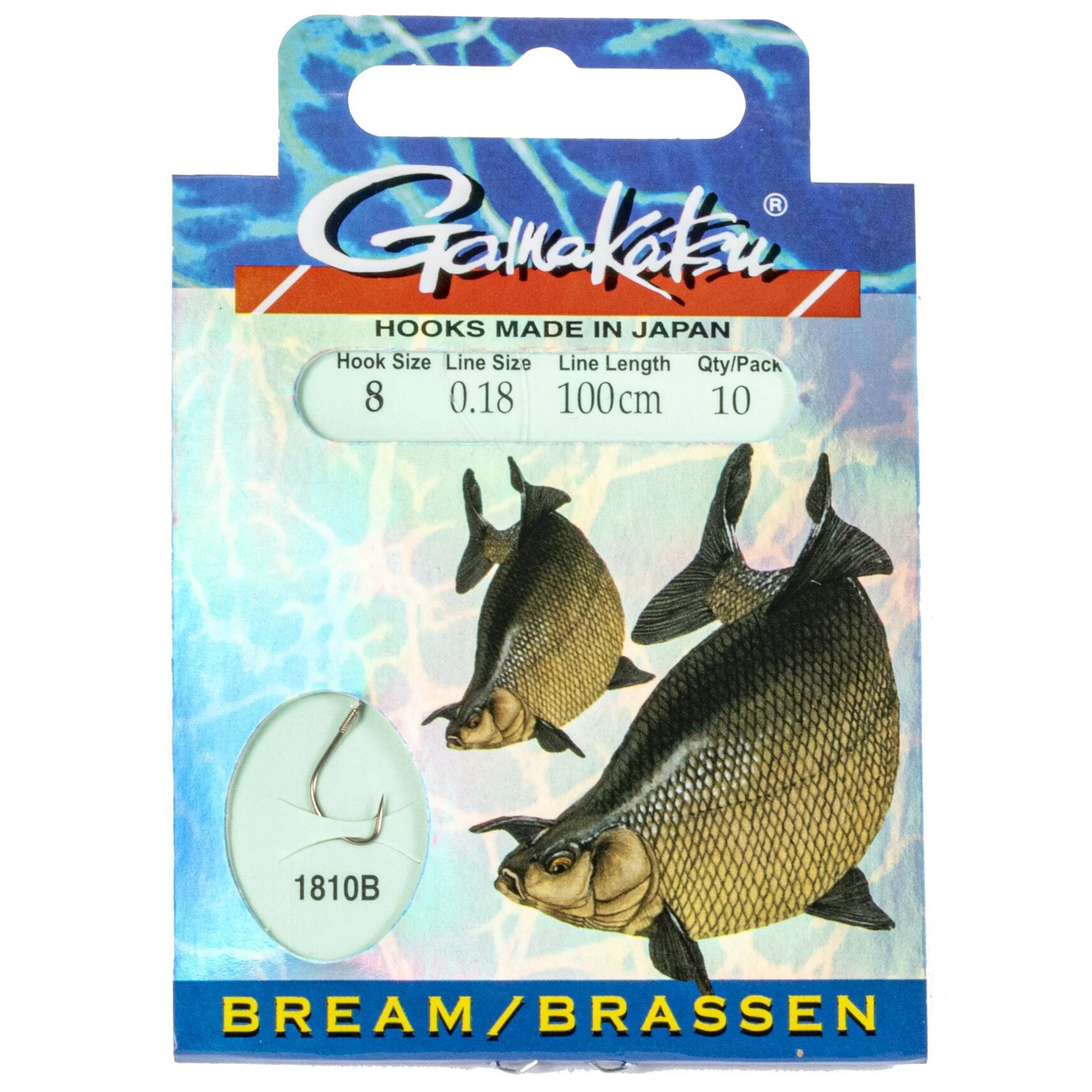 Поводок Gamakatsu Booklet BR. Feeder 1810B 100 см  0,18 мм  10 шт №8  140148-008-018 — характеристики,
	                                    особенности конструкции