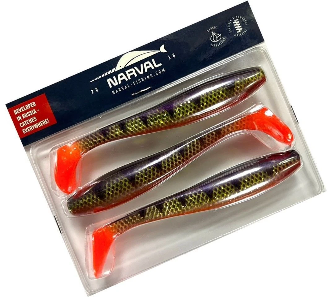 Силиконовая приманка Narval Choppy Tail 14 140 мм 3 шт 020-Magic Perch   NVCT14020 — крупный план
	                                    1