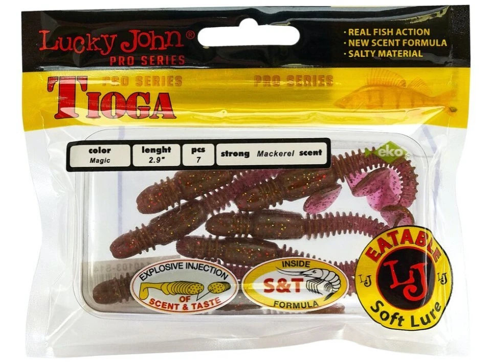 Силиконовая приманка Lucky John Tioga 2.9in 75 мм 7 шт S14 Pro Series  140103-S14 — крупный план
	                                    2