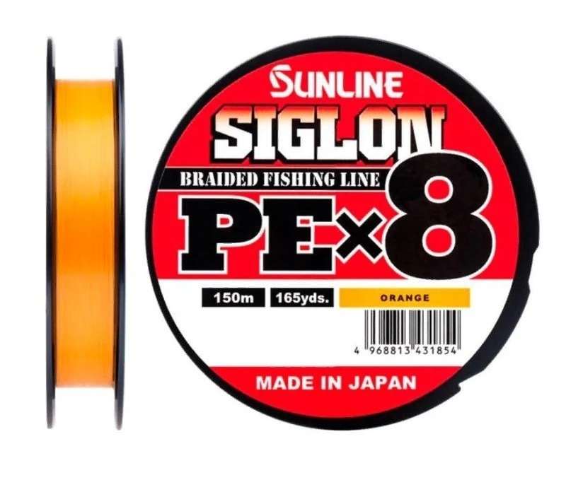 Плетеный шнур Sunline Siglon PE X8 150 м  PE # 2 Orange 0,242 мм — характеристики,  особенности конструкции