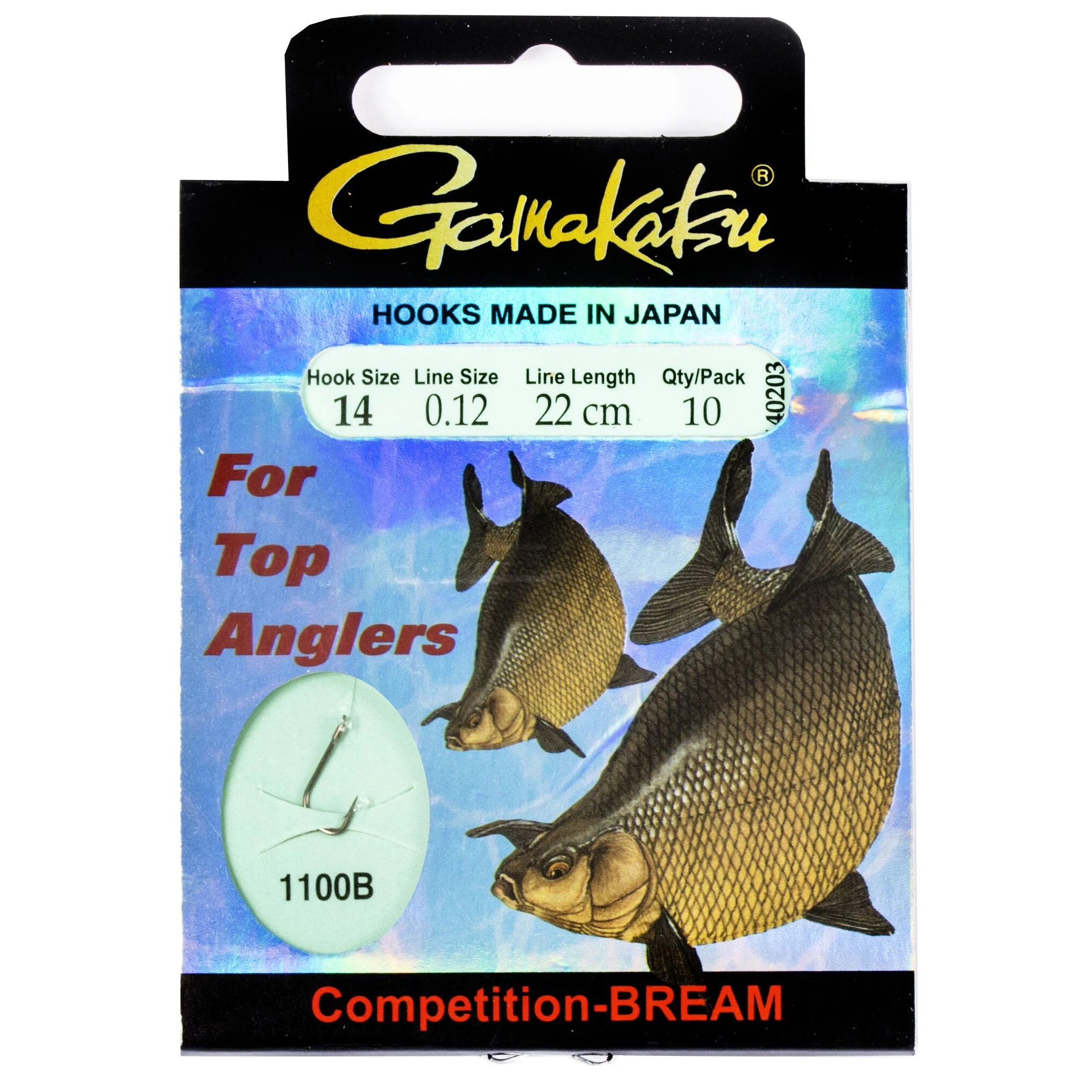Поводок Gamakatsu Booklet Bream Com 1100B 22 см  0,12 мм  10 шт №14  140203-014-012 — характеристики,
	                                    особенности конструкции