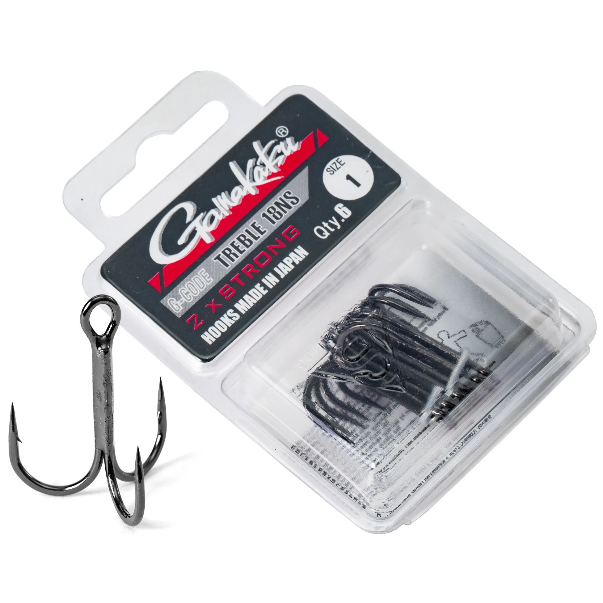Крючок Тройной Gamakatsu Treble 18 Black №1 6 шт    149381-001 — крупный план
	                                    1