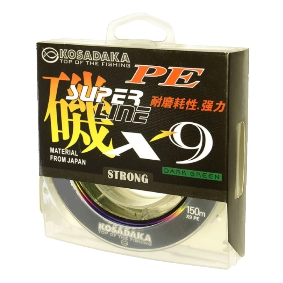 Плетеный шнур Kosadaka Super Line PE X9 150 м  PE # 1,5 Dark Green 0,2 мм   BSLX9-150-DG-020 — характеристики,
	                                    особенности конструкции