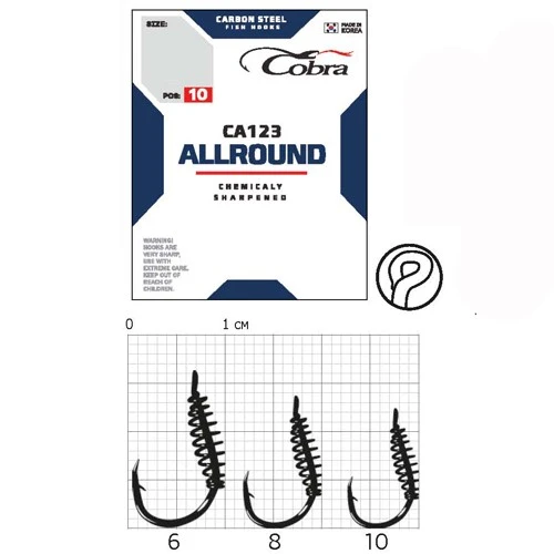 Крючок Одинарный Cobra Allround Pasteholder CA123 №6 10 шт    CA123-006 — крупный план
	                                    1