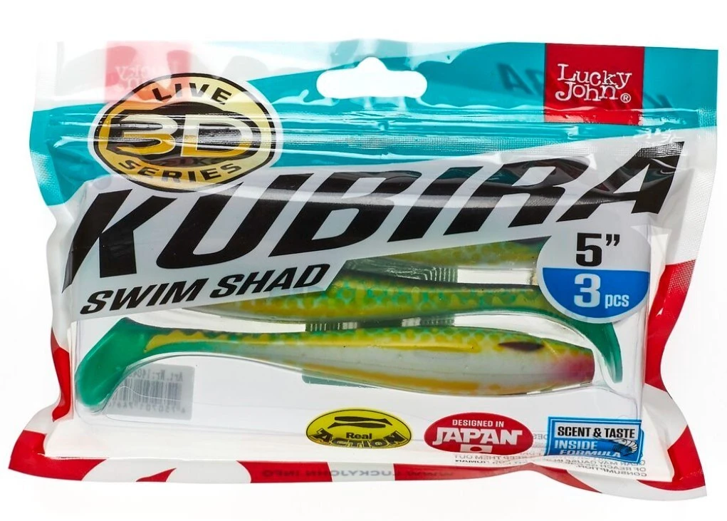 Силиконовая приманка Lucky John Kubira Swim Shad 5.0in 125 мм 3 шт PG19 3D Series  140420-PG19 — крупный план
	                                    2