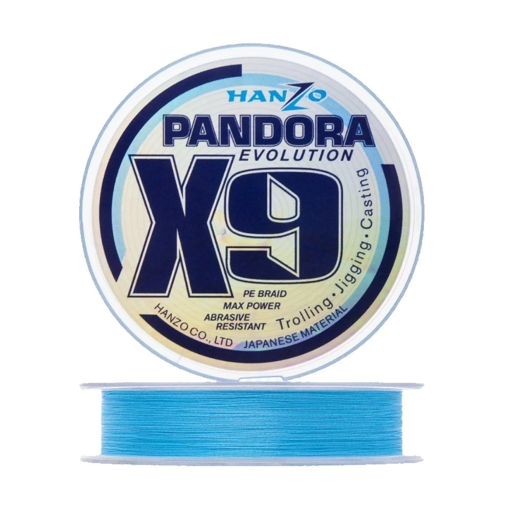 Плетеный шнур Hanzo Pandora Evolution X9 200 м  PE # 1,5 Blue 0,21 мм   HanPEV2-BL/1.5 — характеристики,  особенности конструкции