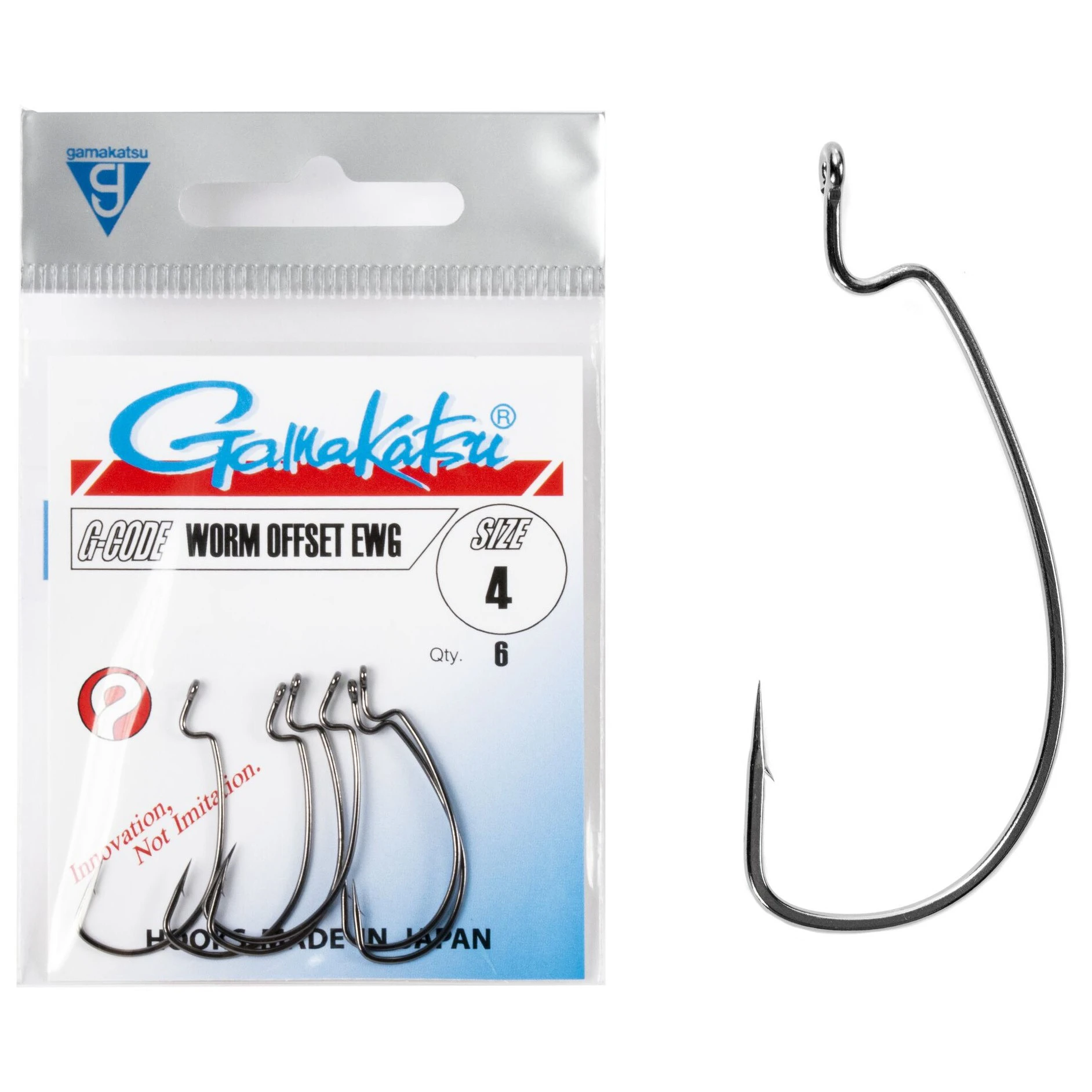 Крючок Офсетный Gamakatsu Worm Offset EWG Hooks Black №4 6 шт    146842-004 — крупный план
	                                    1