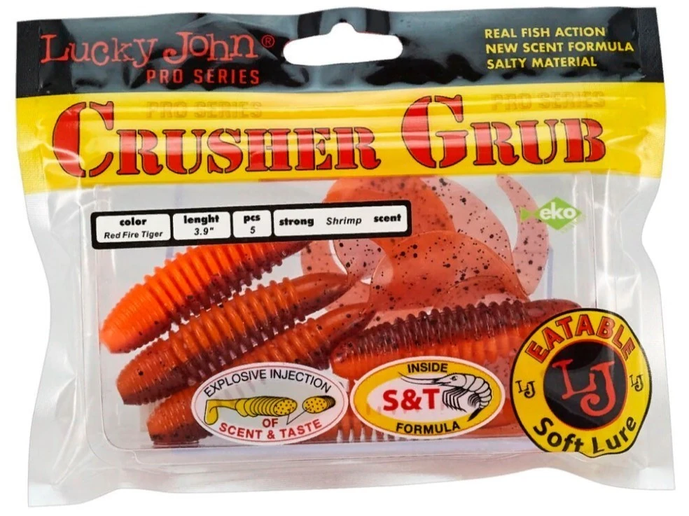 Силиконовая приманка Lucky John Crusher Grub 3.9in 99 мм 5 шт T48 Pro Series  140157-T48 — крупный план
	                                    2