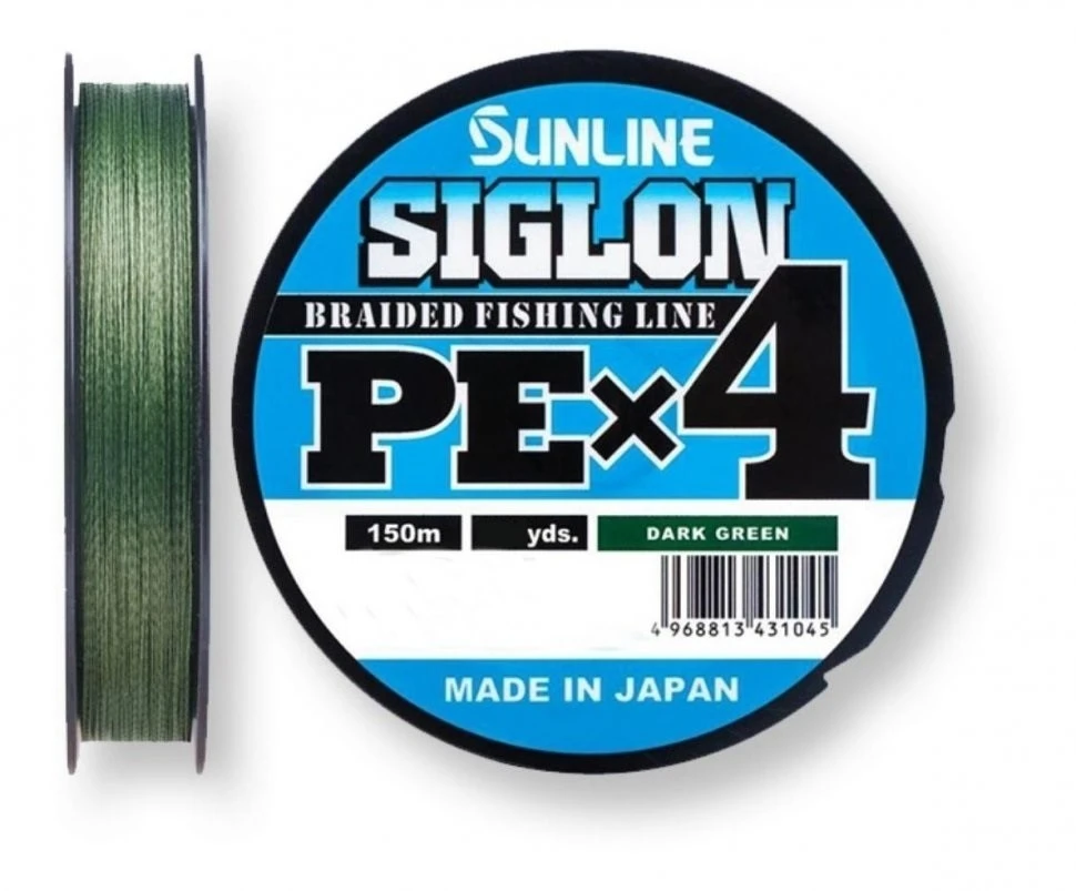 Плетеный шнур Sunline Siglon PE X4 150 м  PE # 0,8 Dark green 0,153 мм — характеристики,
	                                    особенности конструкции