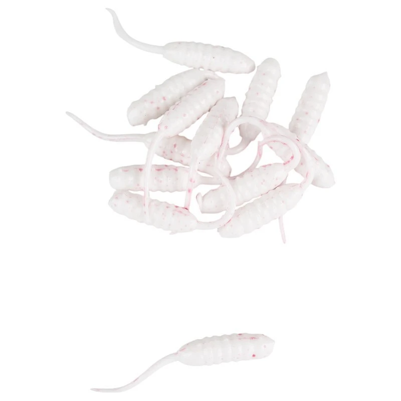 Силиконовая приманка ZUB Maggot 40 мм 22 шт Белый опарыш хвостатый  LRS013 — крупный план
	                                    3