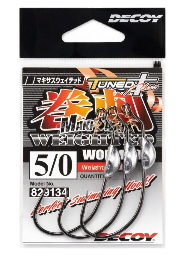 Крючок Офсетный Decoy Makisasu Weighted Worm 130 №3/0 4 шт — крупный план
	                                    1