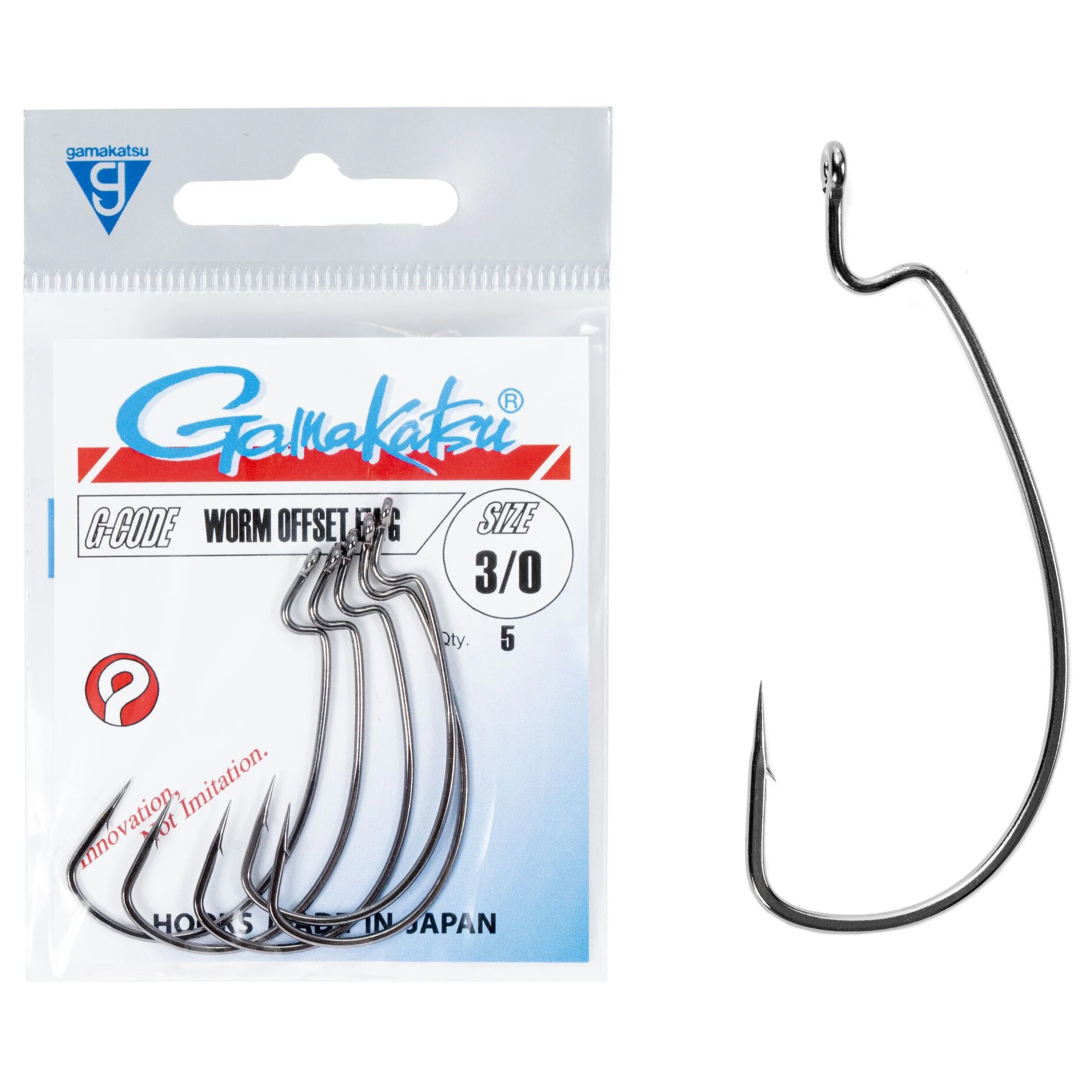 Крючок Офсетный Gamakatsu Worm Offset EWG Hooks Black №3/0 5 шт    146843-003 — крупный план
	                                    1
