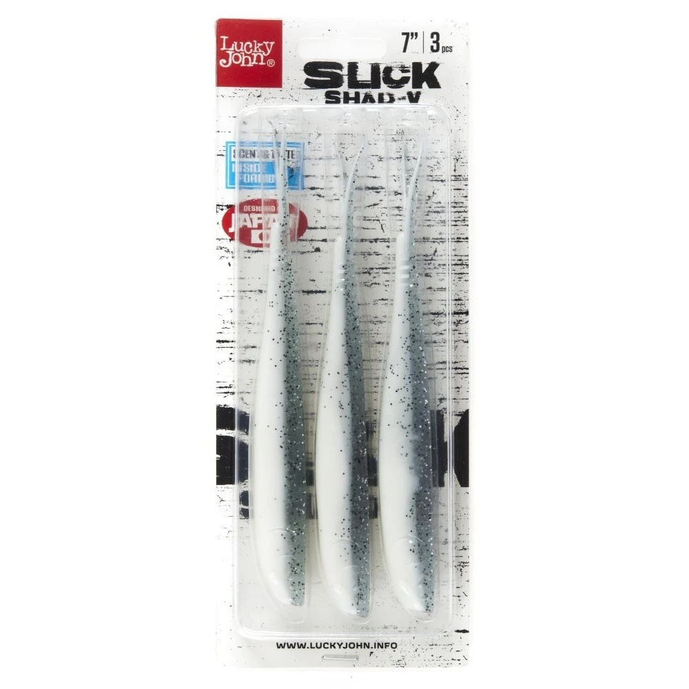Силиконовая приманка Lucky John Slick Shad-V 7.0in 178 мм 3 шт 017 3D Series  140424-017 — крупный план
	                                    2