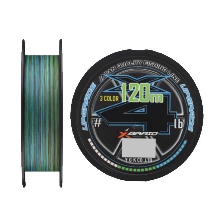 Плетеный шнур YGK X-Braid Upgrade X4 120 м  PE # 0,4 3 Color 0,104 мм — характеристики,
	                                    особенности конструкции