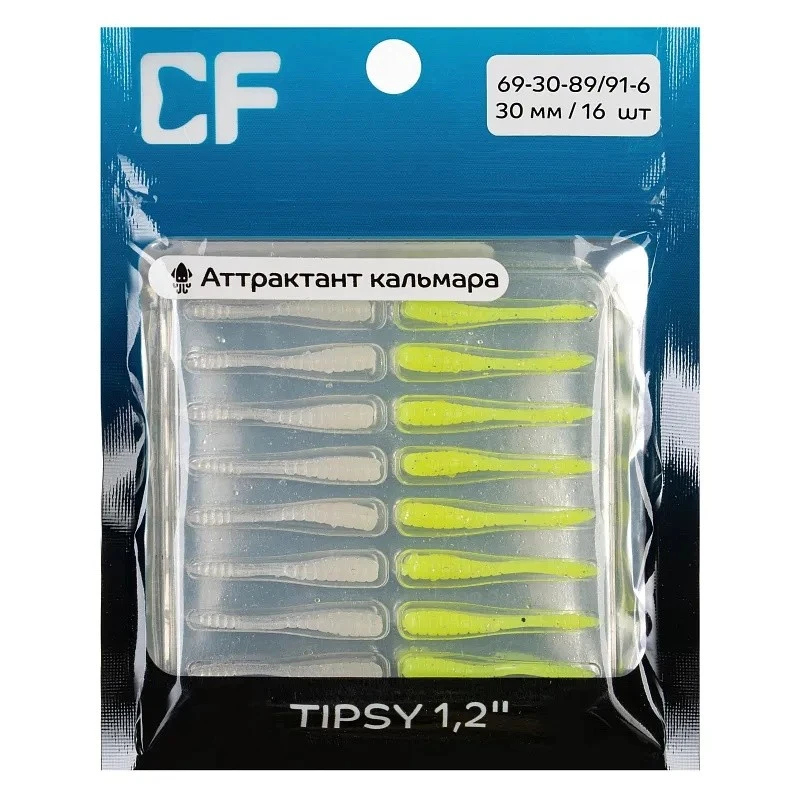 Силиконовая приманка CF Tipsy 1.2 30 мм 16 шт 89/91   69-30-89/91-6 — крупный план
	                                    1