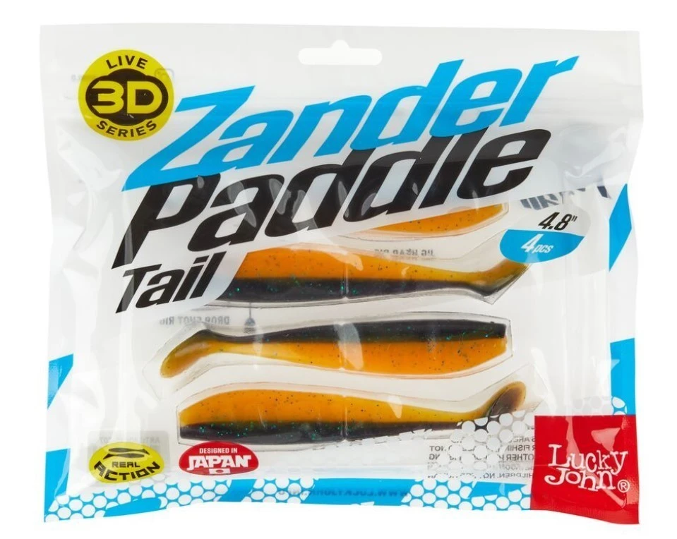 Силиконовая приманка Lucky John Zander Paddle Tail 4.8in 120 мм 4 шт Z07 3D Series  140430-Z07 — крупный план
	                                    2